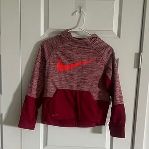 Nike Kids Red Heathered & Maroon Pullover Hoodie with Bright Red Swoosh